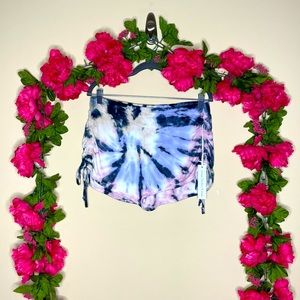 Young Fabulous & Broke Multicolor Tie Dye Side Tie Shorts Size L NEW